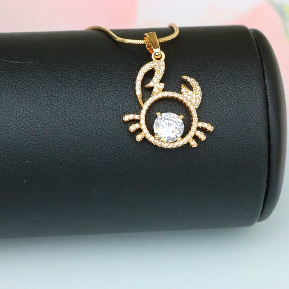"Cancer Zodiac Rose Gold Pendant with Sparkling CZ Stone Center, XPPT1542 - Picture 7 of 13